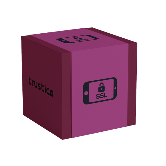 A purple cube featuring "Sectigo® EV + Multi Domain" and a padlock icon, representing top-tier SSL certification from Sectigo CA for enterprise-level security.